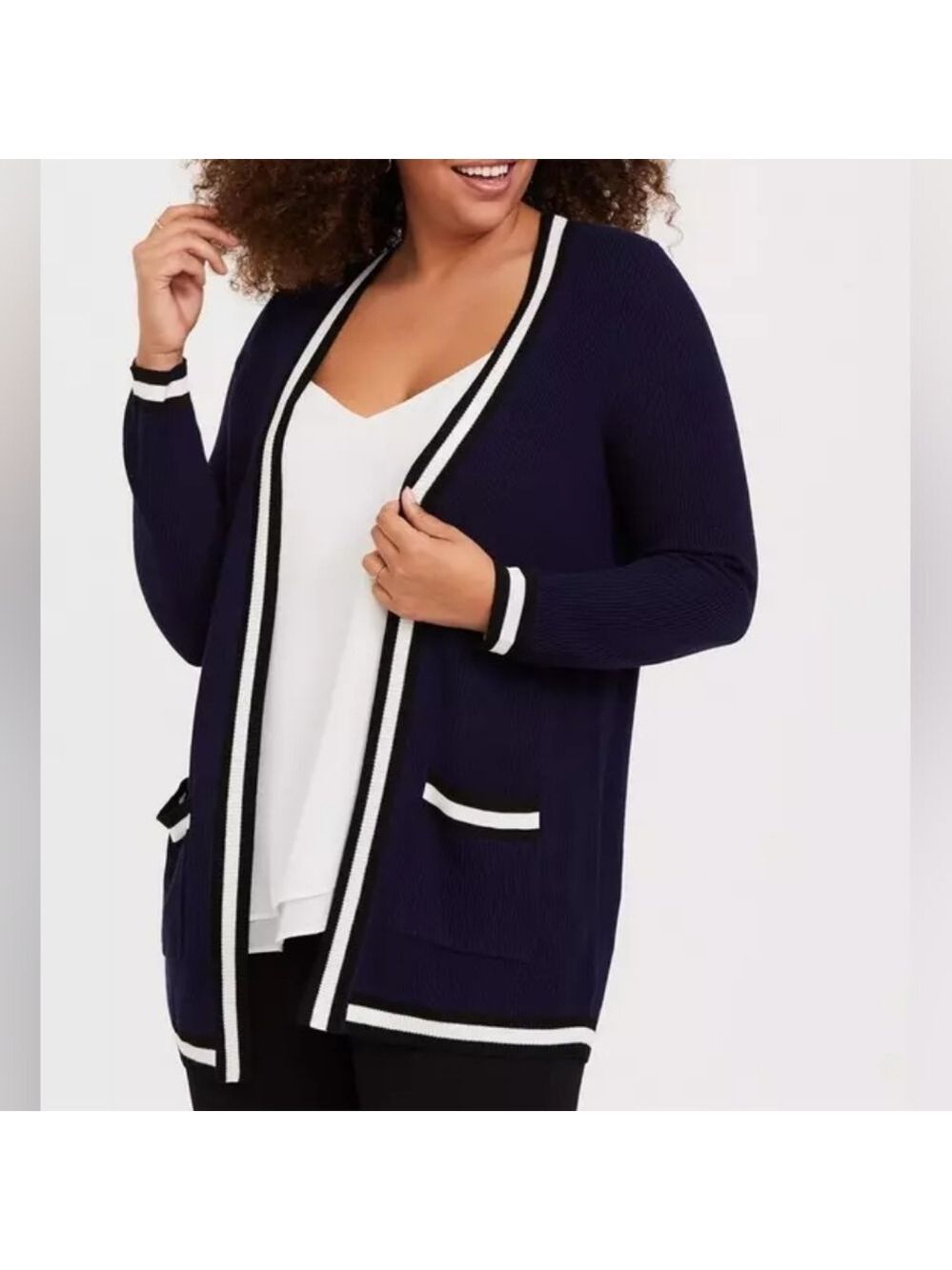 5X •Torrid • Navy Rib Open Front Cardigan Sweater